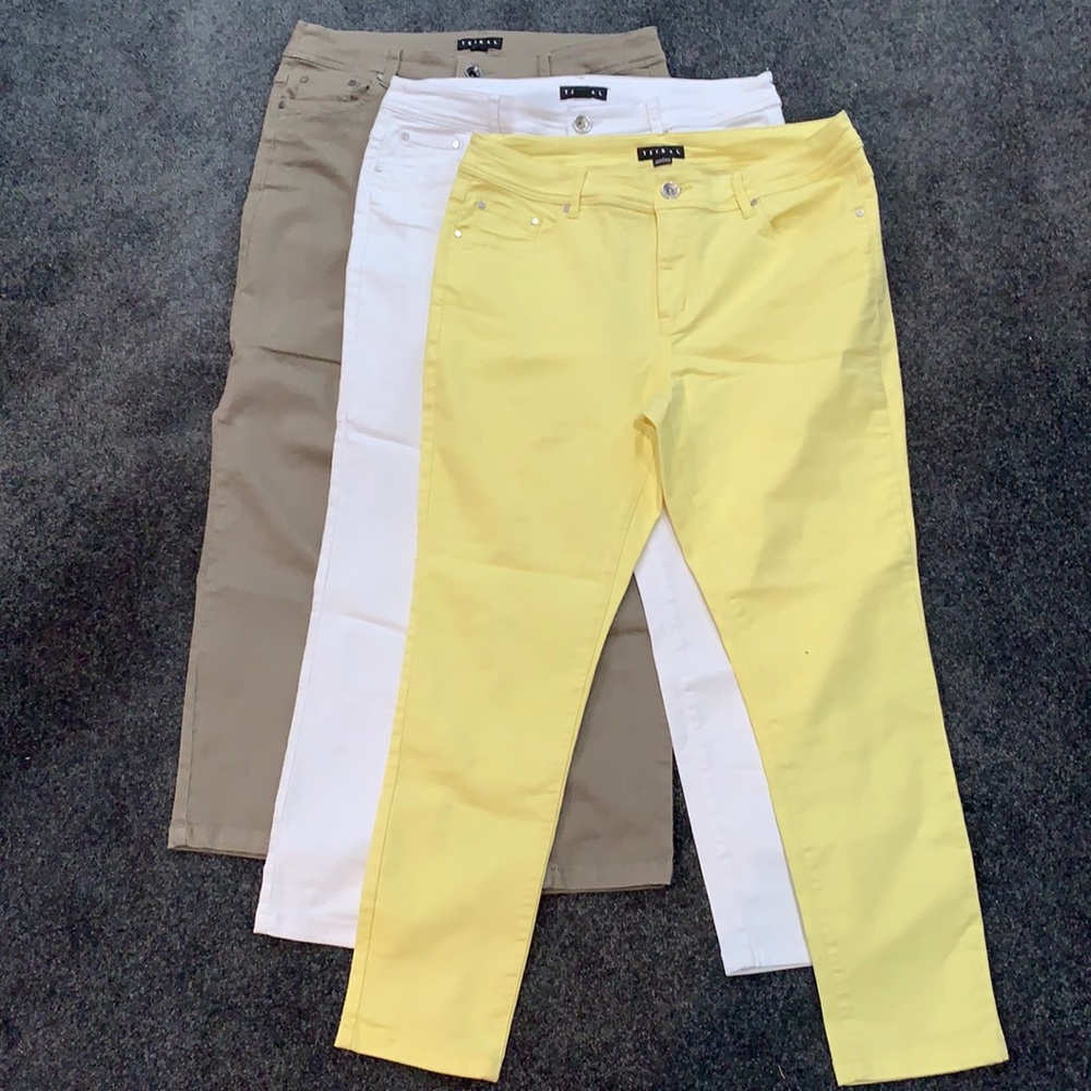 Tribal set of 3 jeans white, khaki , yellow